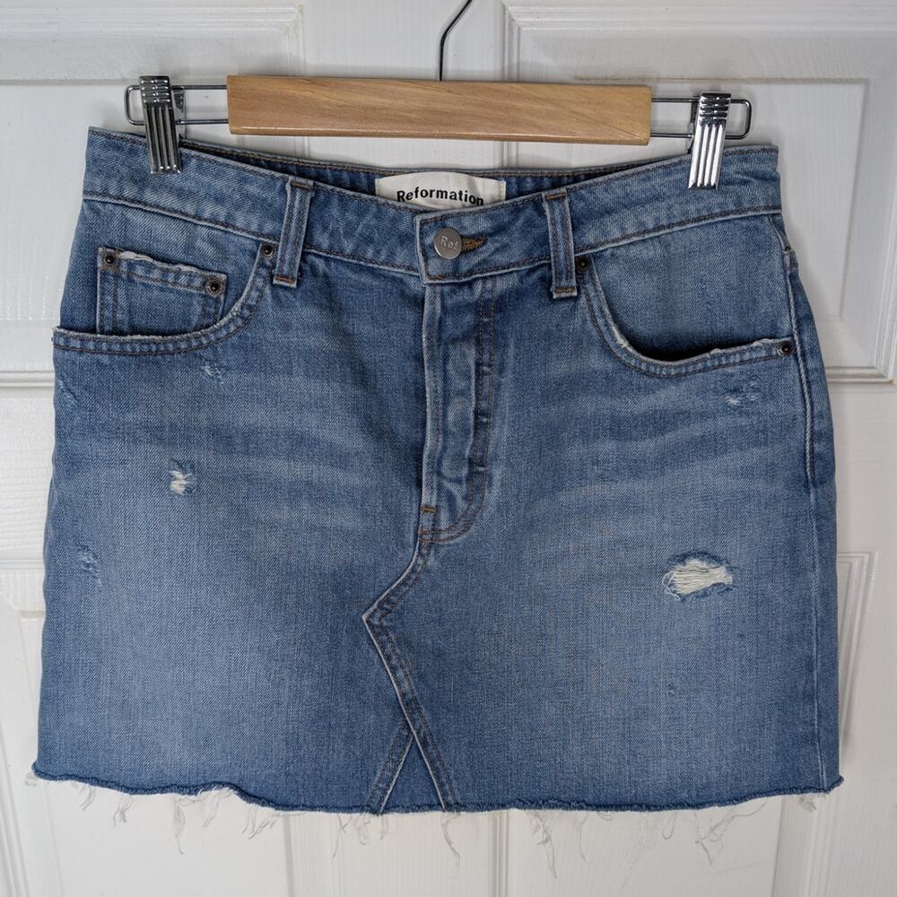Reformation Retooled Skirt Denim Mini Skirt